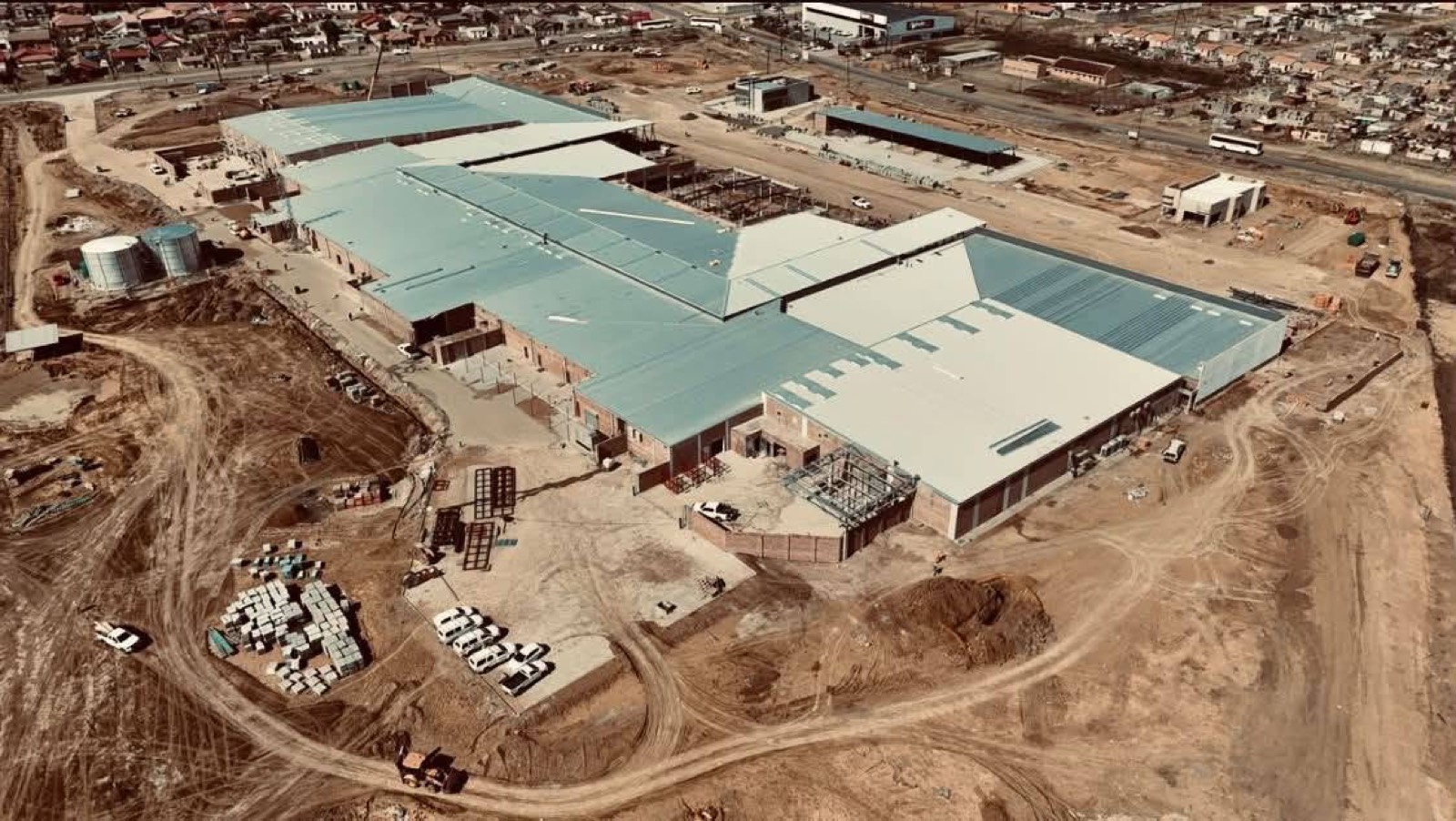 Aerial view of Madadeni Mall under construction in Newcastle